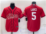 San Francisco 49ers #5 Trey Lance Red Baseball Cool Base Jersey
