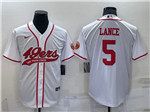 San Francisco 49ers #5 Trey Lance White Baseball Cool Base Jersey