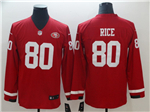 San Francisco 49ers #80 Jerry Rice Red Therma Long Sleeve Jersey