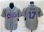 Buffalo Bills #17 Josh Allen Gray Baseball Cool Base Jersey