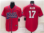 Buffalo Bills #17 Josh Allen Red Baseball Cool Base Jersey