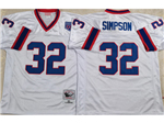 Buffalo Bills #32 O.J. Simpson Throwback White Jersey