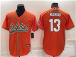 Miami Dolphins #13 Dan Marino Orange Baseball Cool Base Jersey