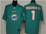 Miami Dolphins #1 Tua Tagovailoa Aqua Team Big Logo Vapor Limited Jersey