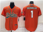 Miami Dolphins #1 Tua Tagovailoa Orange Baseball Cool Base Jersey