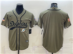 Miami Dolphins Olive Salute To Service Baseball Team Jersey