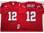 New England Patriots #12 Tom Brady Throwback Red Jersey