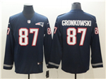 New England Patriots #87 Rob Gronkowski Navy Therma Long Sleeve Jersey