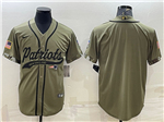 New England Patriots Olive Salute To Service Baseball Team Jersey