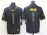 Chicago Bears #1 Justin Fields Black Gold Vapor Limited Jersey