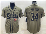 Chicago Bears #34 Walter Payton Olive Salute To Service Baseball Jersey