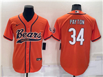 Chicago Bears #34 Walter Payton Orange Baseball Cool Base Jersey