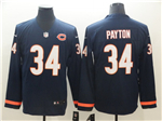 Chicago Bears #34 Walter Payton Navy Therma Long Sleeve Jersey