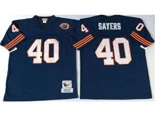 Chicago Bears #40 Gale Sayers Throwback Navy Blue Jersey with Bear Patch