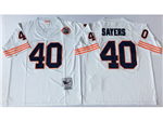 Chicago Bears #40 Gale Sayers Throwback White Jersey with Bear Patch