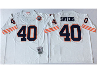 Chicago Bears #40 Gale Sayers Throwback White Jersey with Bear Patch