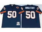 Chicago Bears #50 Mike Singletary Throwback Navy Blue Jersey with Bear Patch