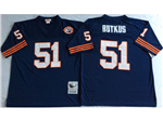 Chicago Bears #51 Dick Butkus Throwback Navy Blue Jersey with Bear Patch