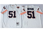 Chicago Bears #51 Dick Butkus Throwback White Jersey with Bear Patch