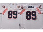 Chicago Bears #89 Mike Ditka Throwback White Jersey with Bear Patch