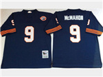 Chicago Bears #9 Jim McMahon Throwback Navy Blue Jersey with Bear Patch