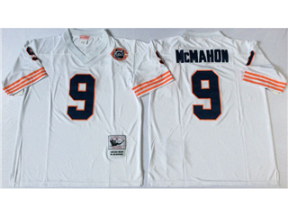 Chicago Bears #9 Jim McMahon Throwback White Jersey with Bear Patch
