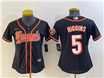 Cincinnati Bengals #5 Tee Higgins Women's Black Baseball Jersey
