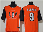 Cincinnati Bengals #9 Joe Burrow Orange Team Big Logo Vapor Limited Jersey