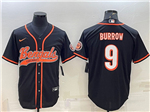 Cincinnati Bengals #9 Joe Burrow Black Baseball Cool Base Jersey