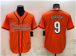 Cincinnati Bengals #9 Joe Burrow Orange Baseball Cool Base Jersey