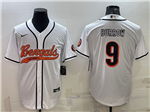 Cincinnati Bengals #9 Joe Burrow White Baseball Cool Base Jersey