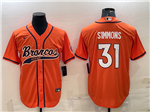 Denver Broncos #31 Justin Simmons Orange Baseball Cool Base Jersey
