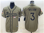 Denver Broncos #3 Russell Wilson Olive Salute To Service Baseball Jersey