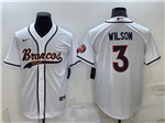 Denver Broncos #3 Russell Wilson White Baseball Cool Base Jersey