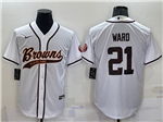 Cleveland Browns #21 Denzel Ward White Baseball Cool Base Jersey