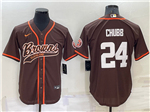 Cleveland Browns #24 Nick Chubb Brown Baseball Cool Base Jersey