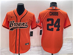 Cleveland Browns #24 Nick Chubb Orange Baseball Cool Base Jersey