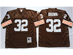 Cleveland Browns #32 Jim Brown 1963 Throwback Brown Jersey