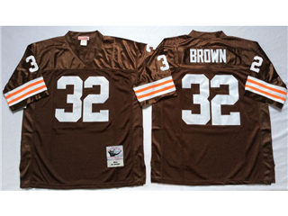 Cleveland Browns #32 Jim Brown 1963 Throwback Brown Jersey