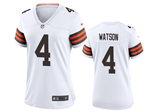 Cleveland Browns #4 Deshaun Watson Women's White Vapor Limited Jersey