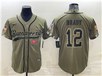 Tampa Bay Buccaneers #12 Tom Brady Olive Salute To Service Baseball Jersey