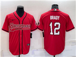 Tampa Bay Buccaneers #12 Tom Brady Red Baseball Cool Base Team Jersey