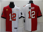 Tampa Bay Buccaneers #12 Tom Brady Split Red/White Super Bowl LV Vapor Limited Jersey