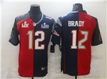 Tampa Bay Buccaneers New England Patriots #12 Tom Brady Split Red/Navy Super Bowl LV/LIII Jersey
