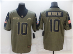 Los Angeles Chargers #10 Justin Herbert 2021 Olive Salute To Service Limited Jersey
