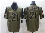 Los Angeles Chargers #21 LaDainian Tomlinson 2021 Olive Salute To Service Limited Jersey