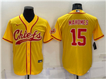 Kansas City Chiefs #15 Patrick Mahomes Gold Baseball Cool Base Jersey