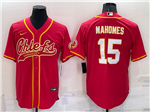 Kansas City Chiefs #15 Patrick Mahomes Red Baseball Cool Base Jersey