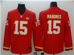 Kansas City Chiefs #15 Patrick Mahomes Red Therma Long Sleeve Jersey