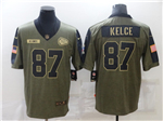 Kansas City Chiefs #87 Travis Kelce 2021 Olive Salute To Service Limited Jersey